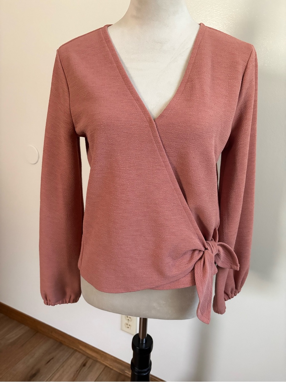 Madewell Texture & Thread Crepe Wrap Top Blush Pink Medium